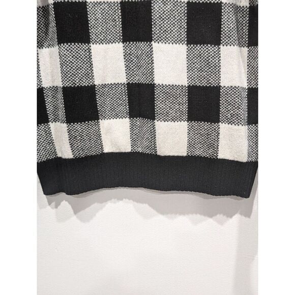 Lauren Ralph Lauren Black & White Buffalo Check Fringe Cowl Neck Sweater, XS - Picture 5 of 11